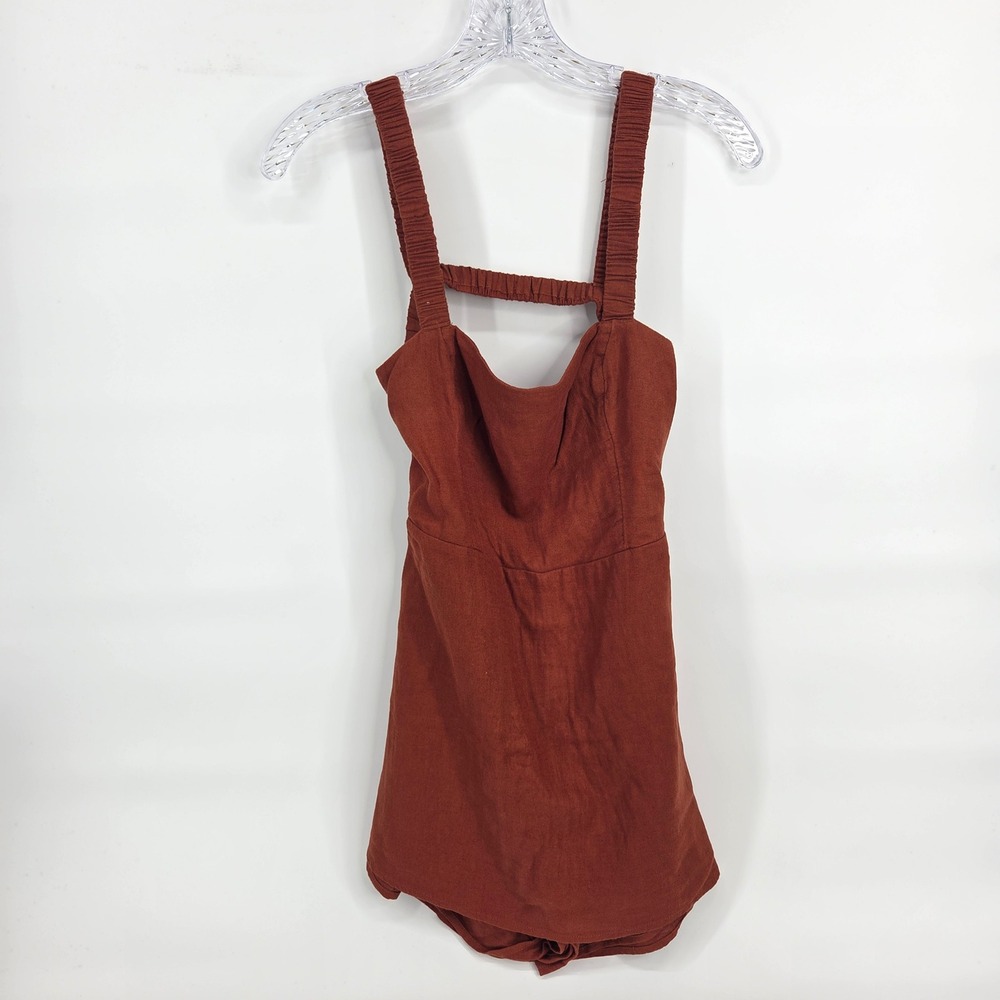 Abercrombie & Fitch Skort Romper Small Petite Rust Linen Blend Boho Art-Inspired